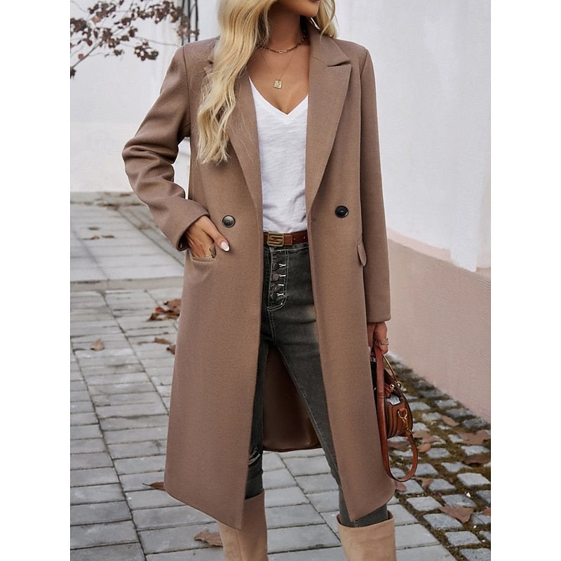 Ombeline — Manteau Long Femme Revers Larges Poches Droit, Nelly Boutique — image 9