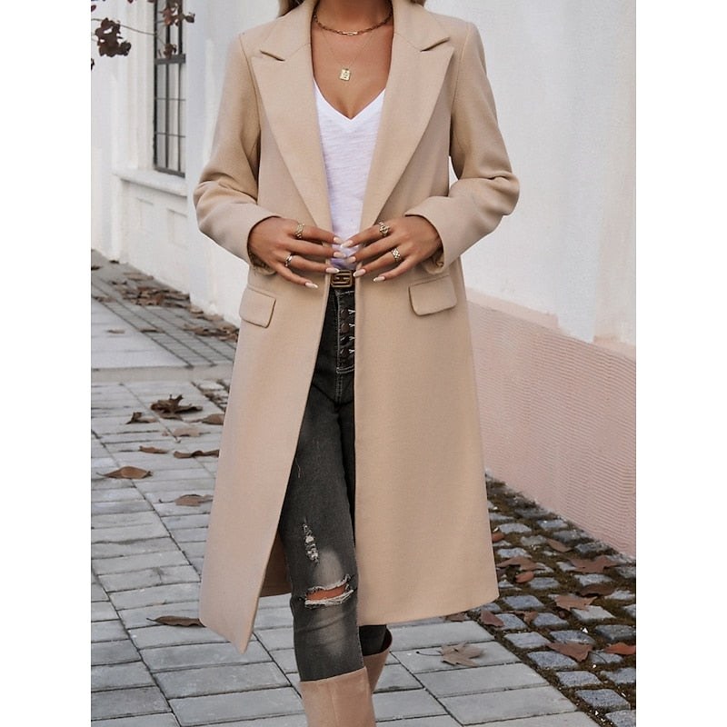 Ombeline — Manteau Long Femme Revers Larges Poches Droit, Nelly Boutique — image 13