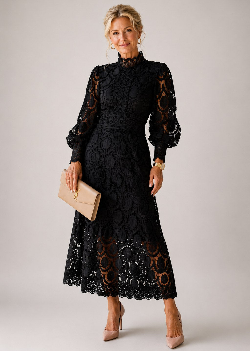 Ophélie — Robe Dentelle Femme Longue Col Montant, Nelly Boutique — image 1