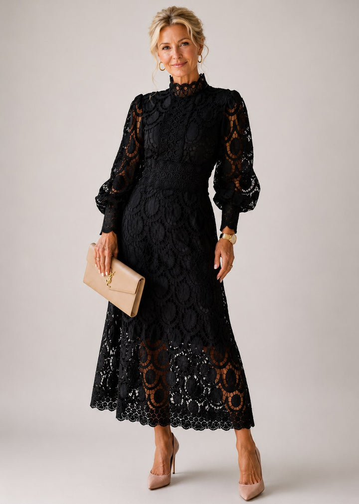 Ophélie — Robe Dentelle Femme Longue Col Montant, Nelly Boutique — image 1
