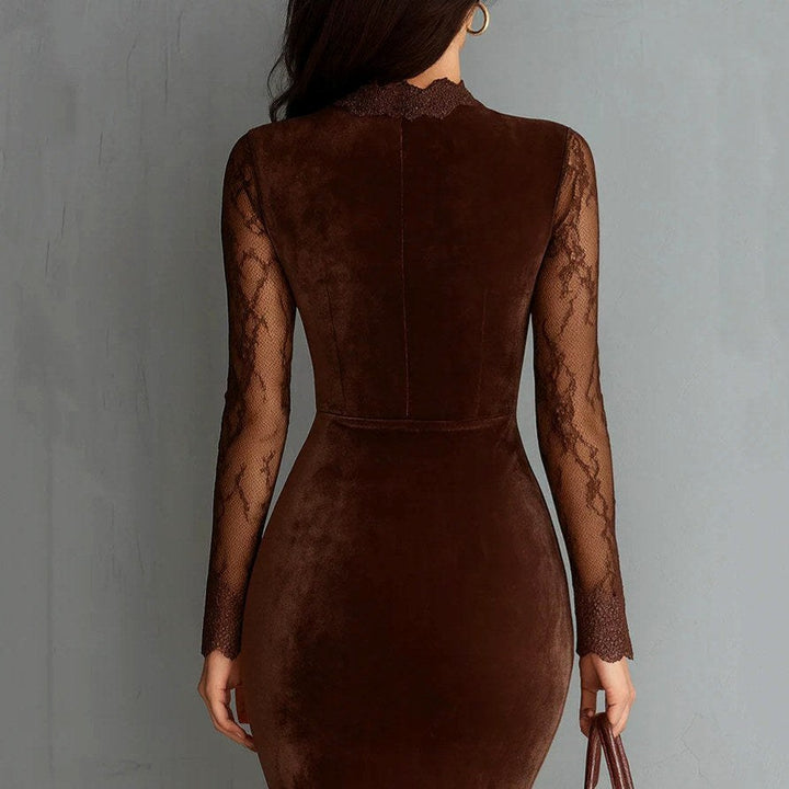 Oriane — Robe Velours Femme Dentelle Manche Longue, Nelly Boutique — image 2