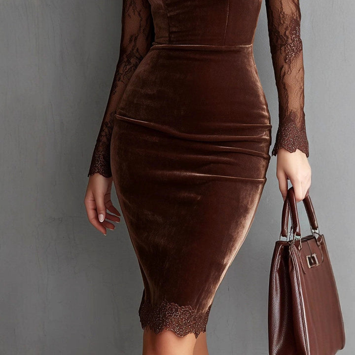 Oriane — Robe Velours Femme Dentelle Manche Longue, Nelly Boutique — image 4