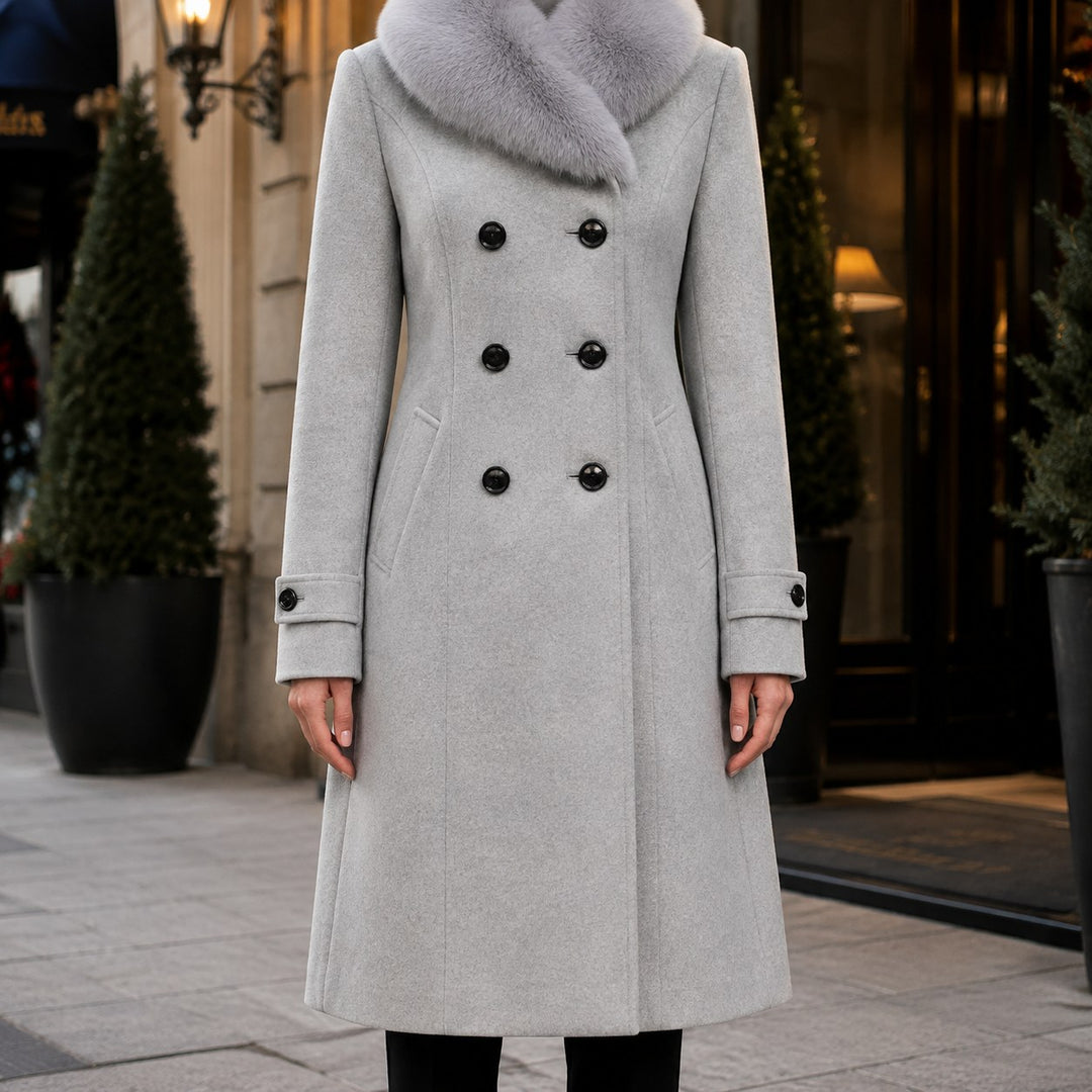 Pascale — Manteau Hiver Femme Long Col Fourrure Croisé, Nelly Boutique — image 2