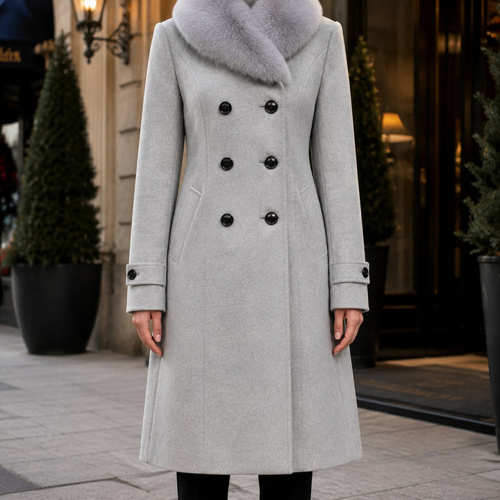Pascale — Manteau Hiver Femme Long Col Fourrure Croisé, Nelly Boutique — image 2