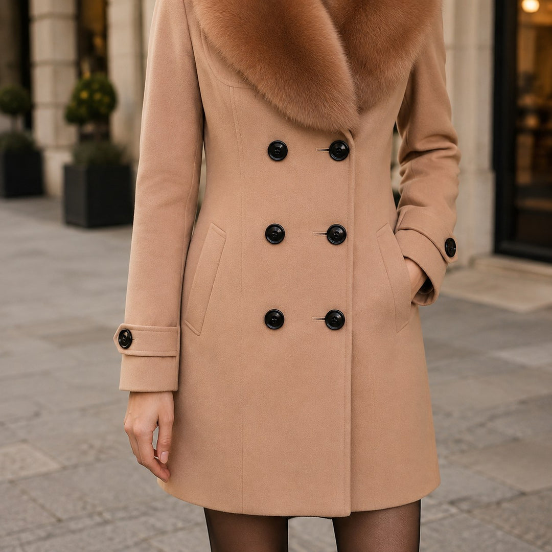 Pascale — Manteau Hiver Femme Long Col Fourrure Croisé, Nelly Boutique — image 7