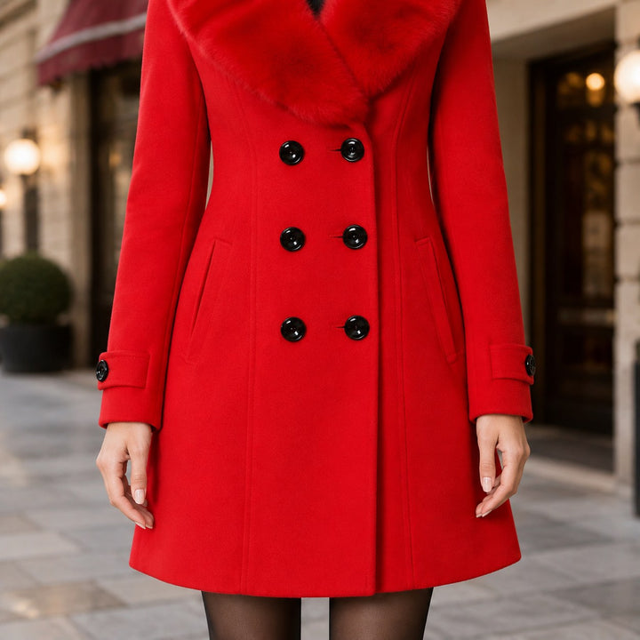 Pascale — Manteau Hiver Femme Long Col Fourrure Croisé, Nelly Boutique — image 11