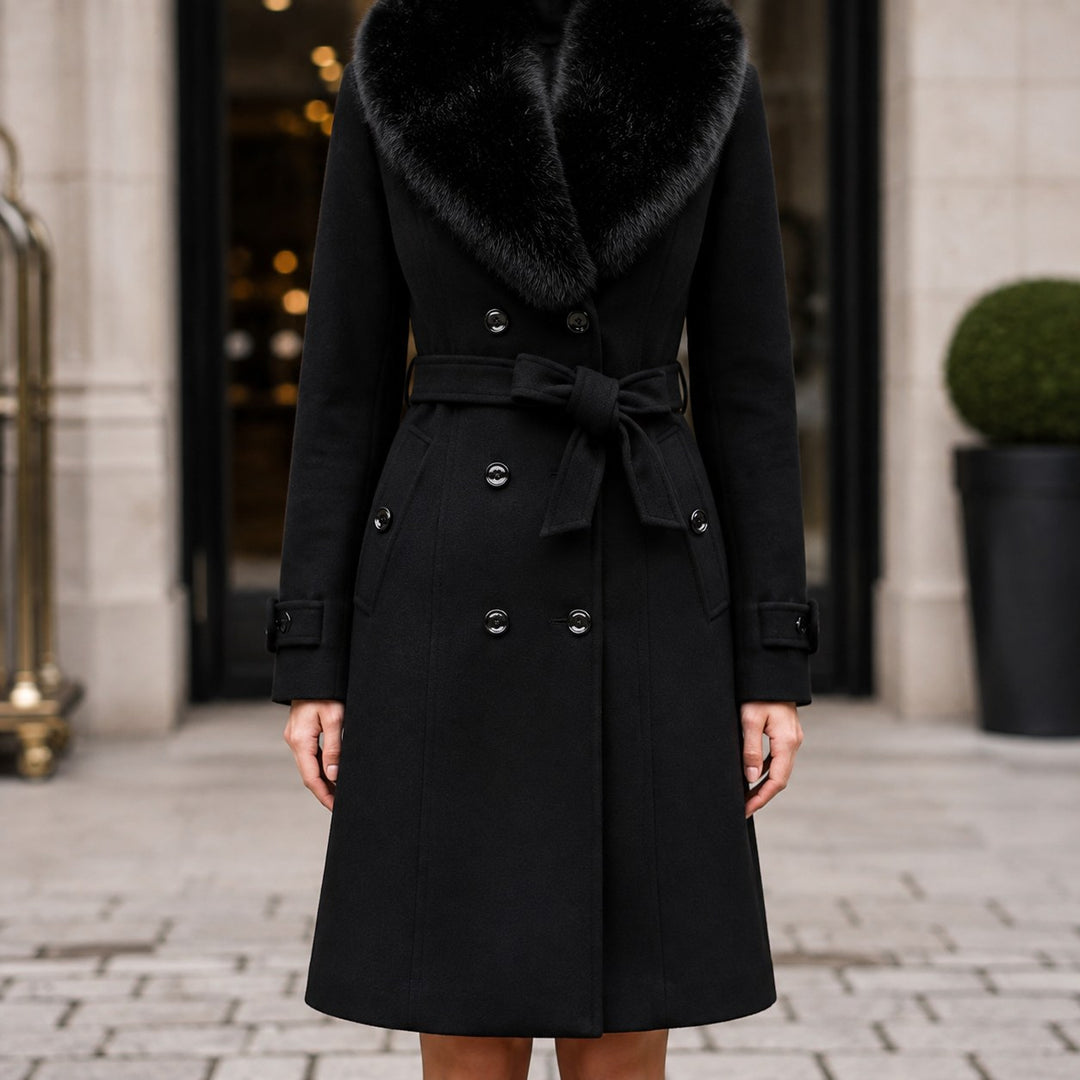 Pascale — Manteau Hiver Femme Long Col Fourrure Croisé, Nelly Boutique — image 13