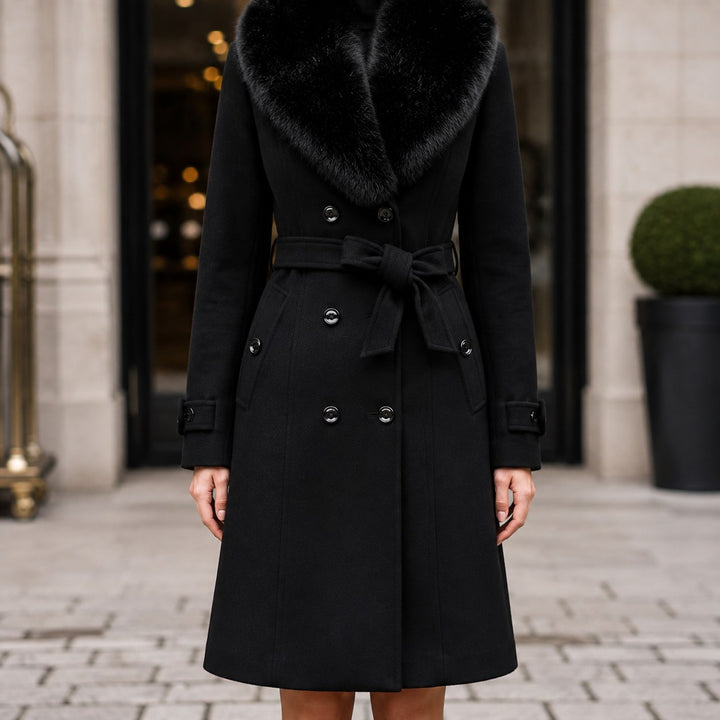 Pascale — Manteau Hiver Femme Long Col Fourrure Croisé, Nelly Boutique — image 13