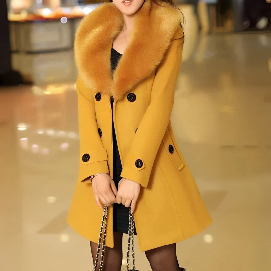 Pascale — Manteau Hiver Femme Long Col Fourrure Croisé, Nelly Boutique — image 25