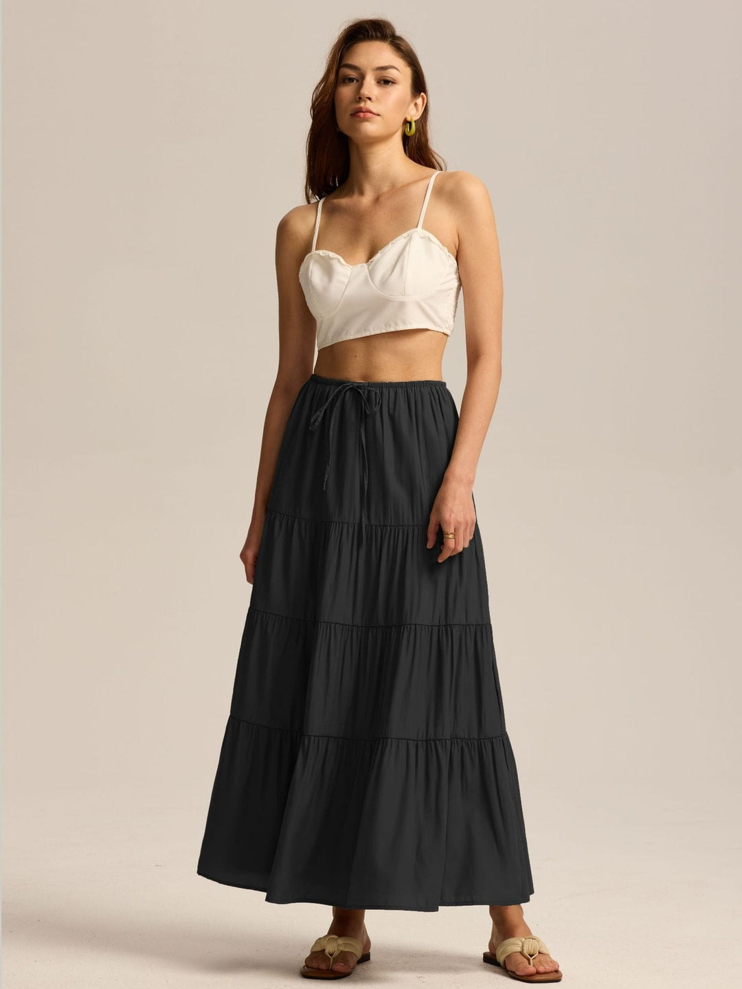 Paulette — Jupe Femme Longue Volants Taille Haute Coton, Nelly Boutique — image 1