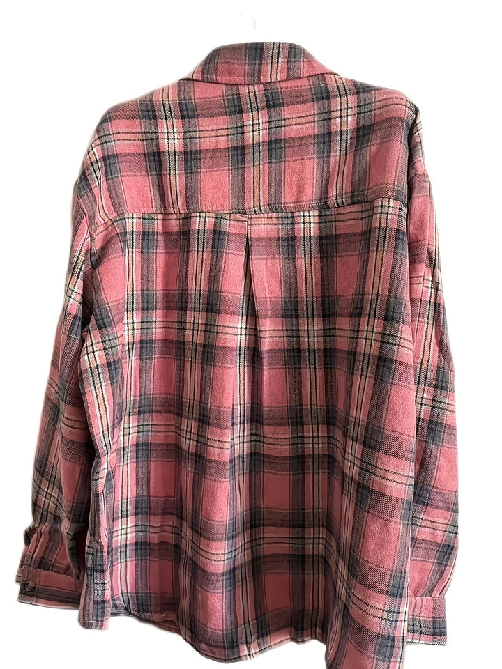 Perrine — Chemise à Carreaux Femme Rose Manche Longue, Nelly Boutique — image 1