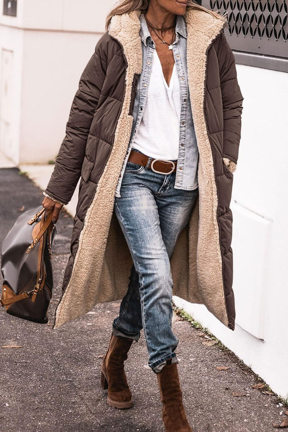 Régine — Manteau Hiver Femme Long Réversible Doublé Mouton, Nelly Boutique — image 2