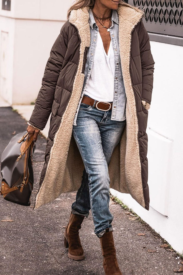 Régine — Manteau Hiver Femme Long Réversible Doublé Mouton, Nelly Boutique — image 2