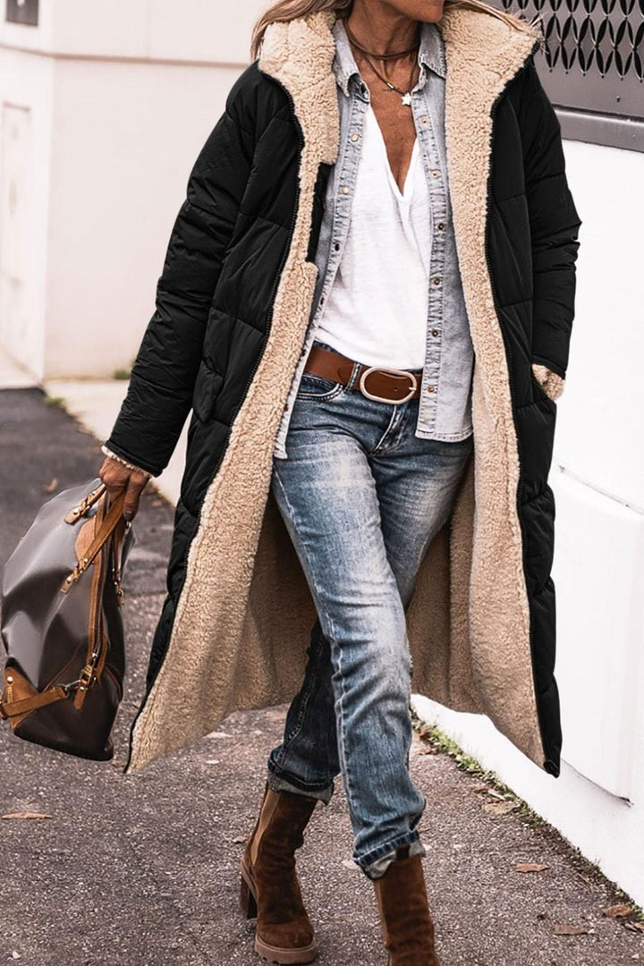 Régine — Manteau Hiver Femme Long Réversible Doublé Mouton, Nelly Boutique — image 3