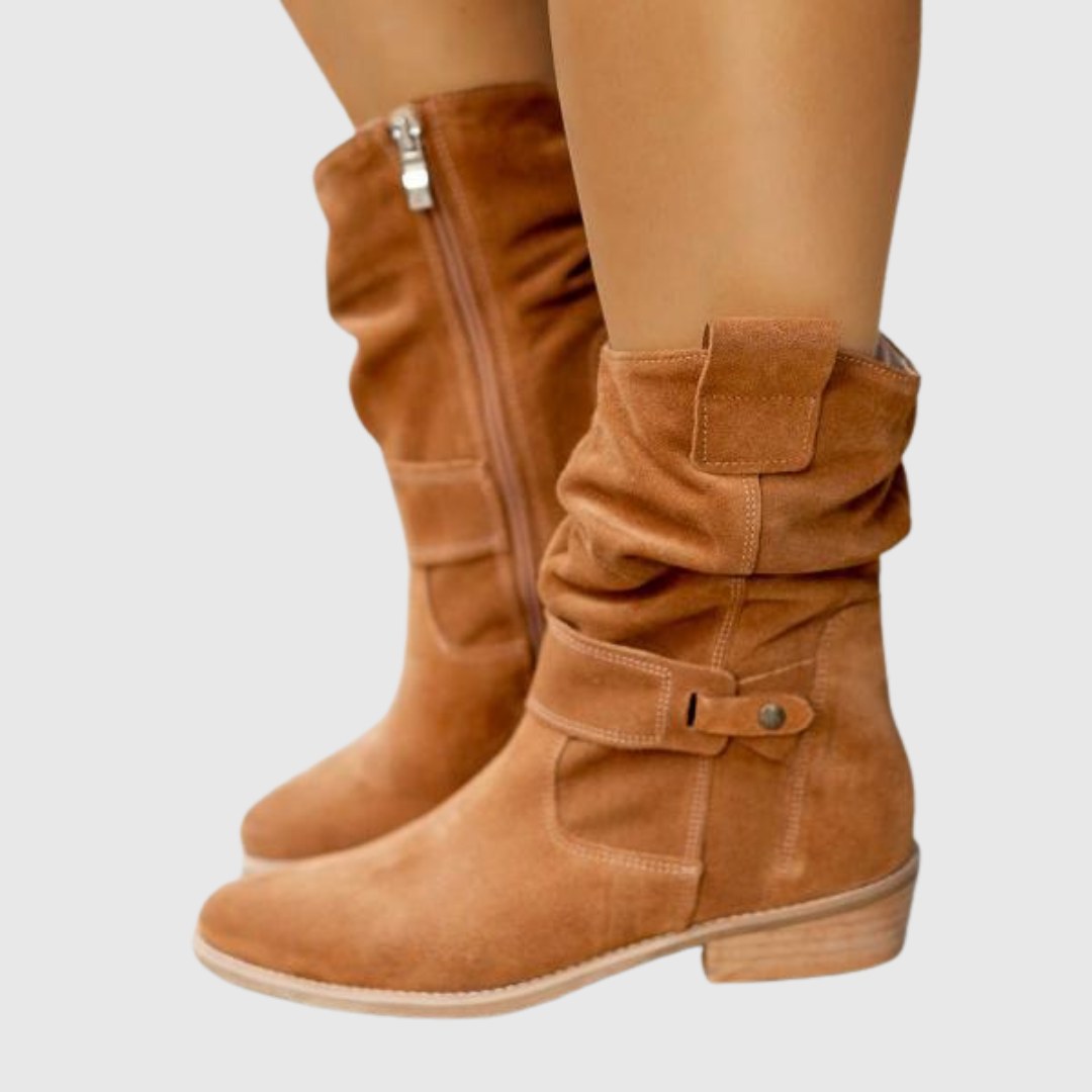 Roseline — Bottines en Daim Femme Zip Bride Talon Carré, Nelly Boutique — image 1