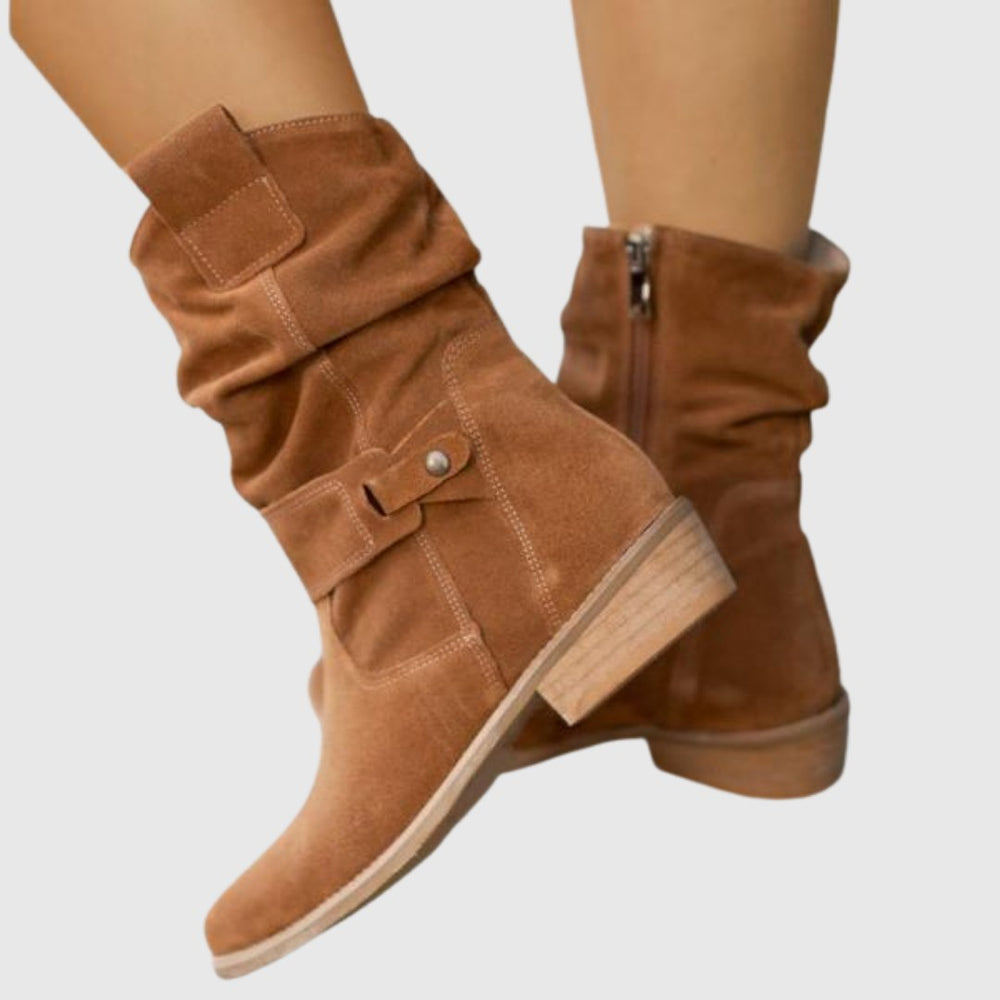 Roseline — Bottines en Daim Femme Zip Bride Talon Carré, Nelly Boutique — image 2