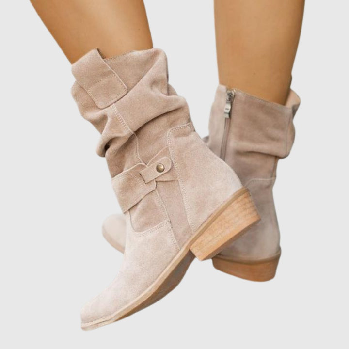 Roseline — Bottines en Daim Femme Zip Bride Talon Carré, Nelly Boutique — image 4