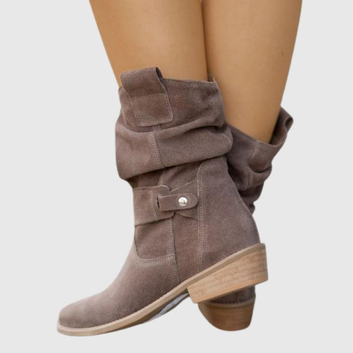 Roseline — Bottines en Daim Femme Zip Bride Talon Carré, Nelly Boutique — image 7