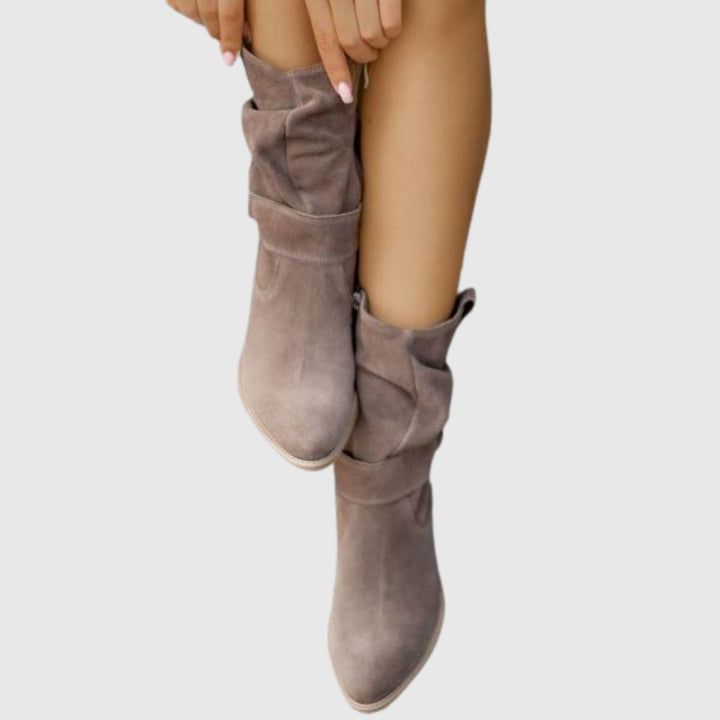 Roseline — Bottines en Daim Femme Zip Bride Talon Carré, Nelly Boutique — image 9