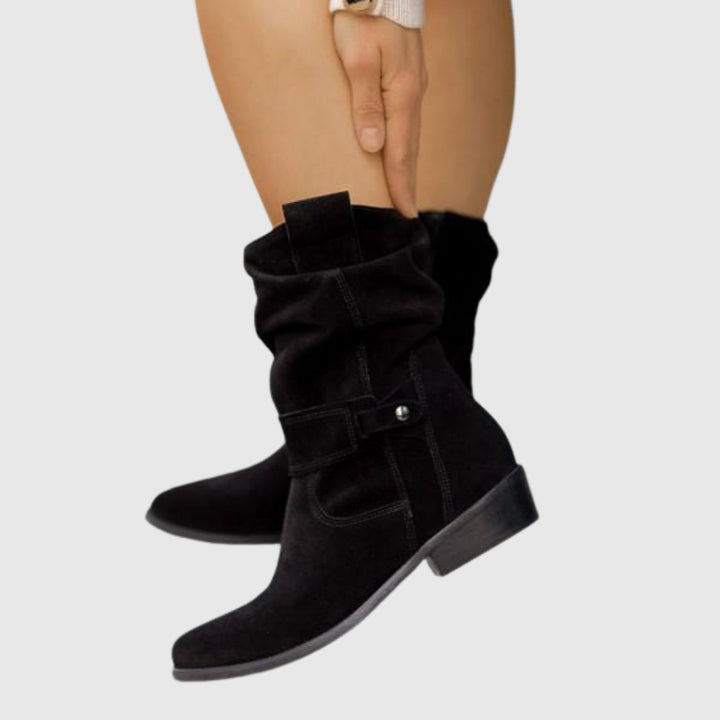 Roseline — Bottines en Daim Femme Zip Bride Talon Carré, Nelly Boutique — image 12