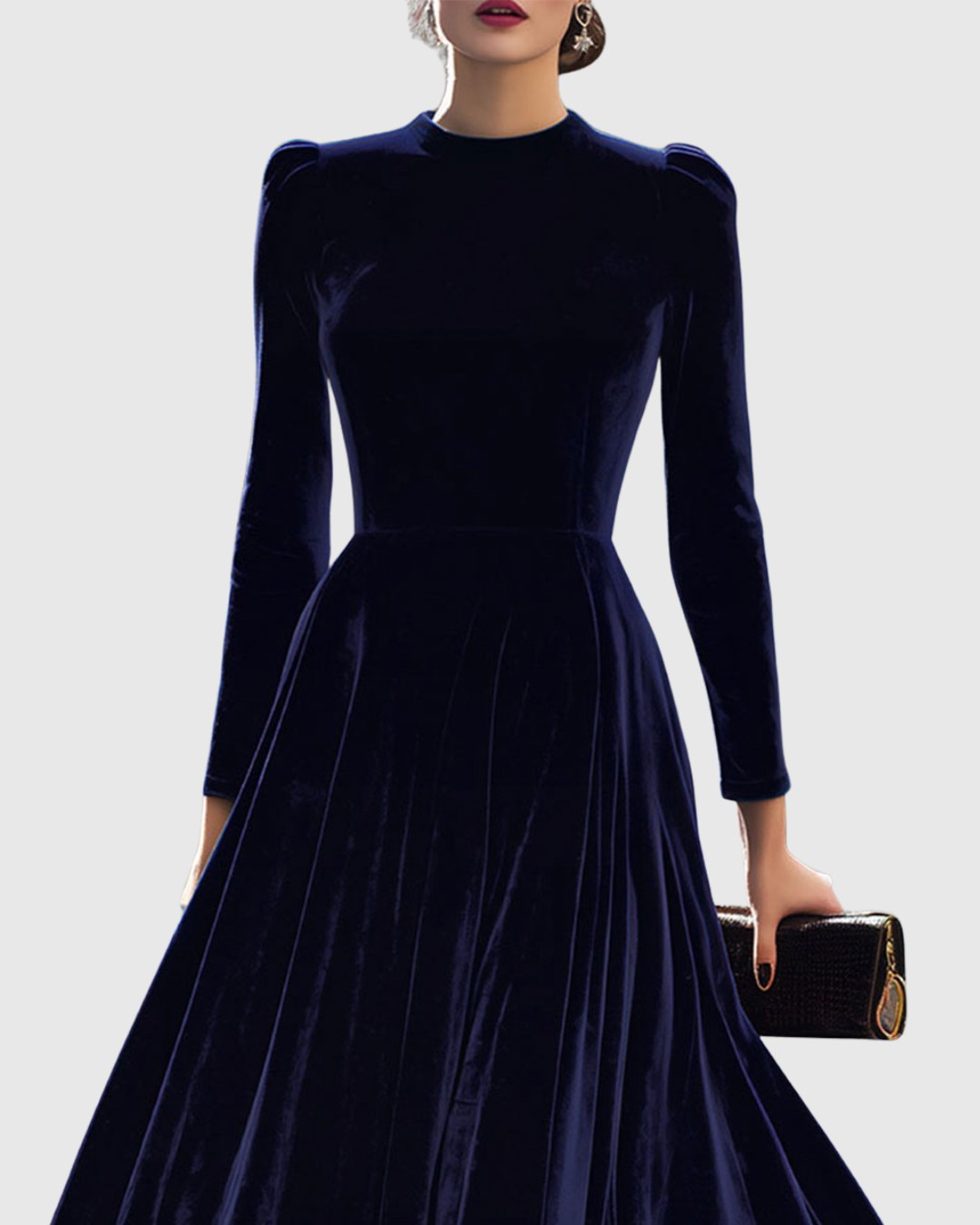 Ségolène — Robe Manche Longue Femme Velours Midi Évasée, Nelly Boutique — image 2