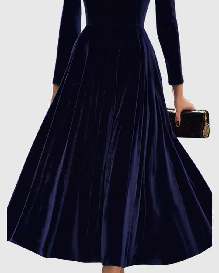 Ségolène — Robe Manche Longue Femme Velours Midi Évasée, Nelly Boutique — image 3