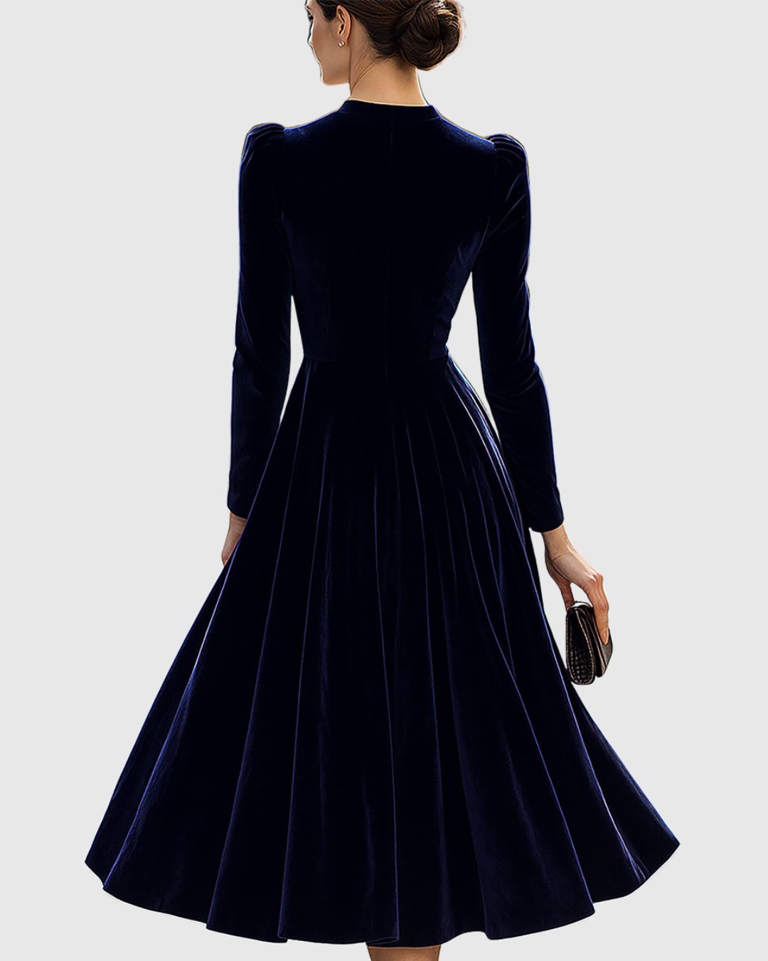 Ségolène — Robe Manche Longue Femme Velours Midi Évasée, Nelly Boutique — image 4