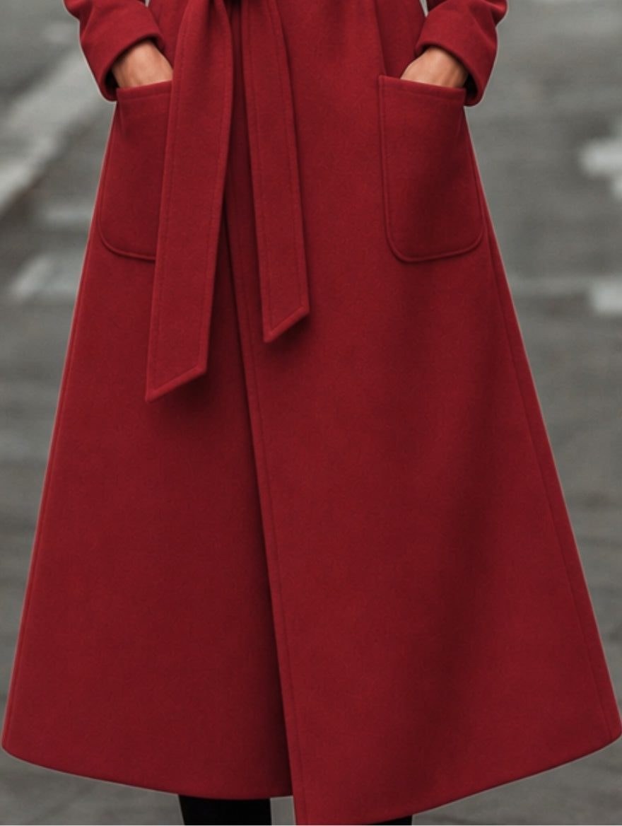 Sidonie — Manteau Rouge Femme Laine Long Ceinturé, Nelly Boutique — image 5