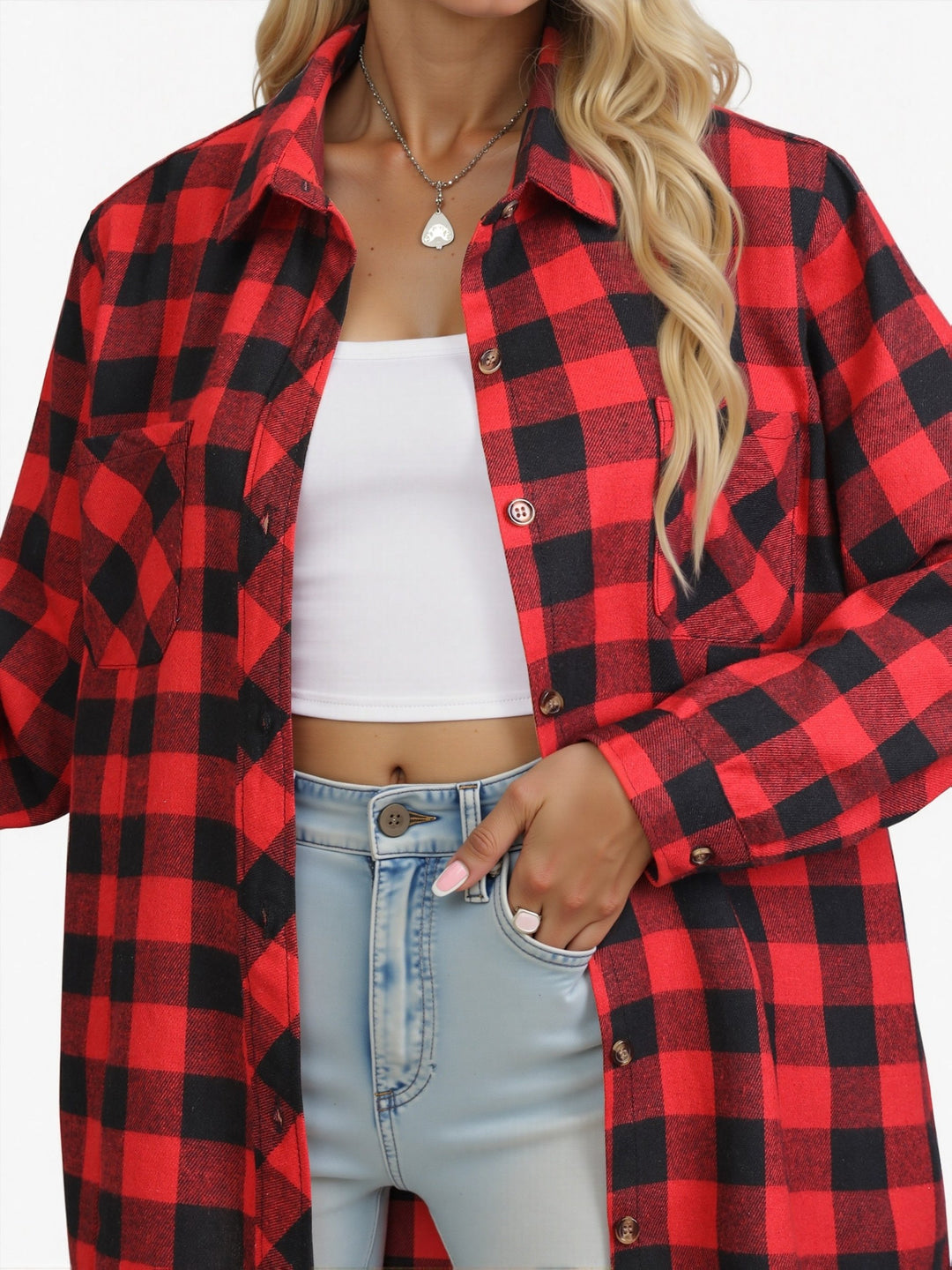 Solange — Chemise à Carreaux Femme Flanelle Coupe Ample, Nelly Boutique — image 8
