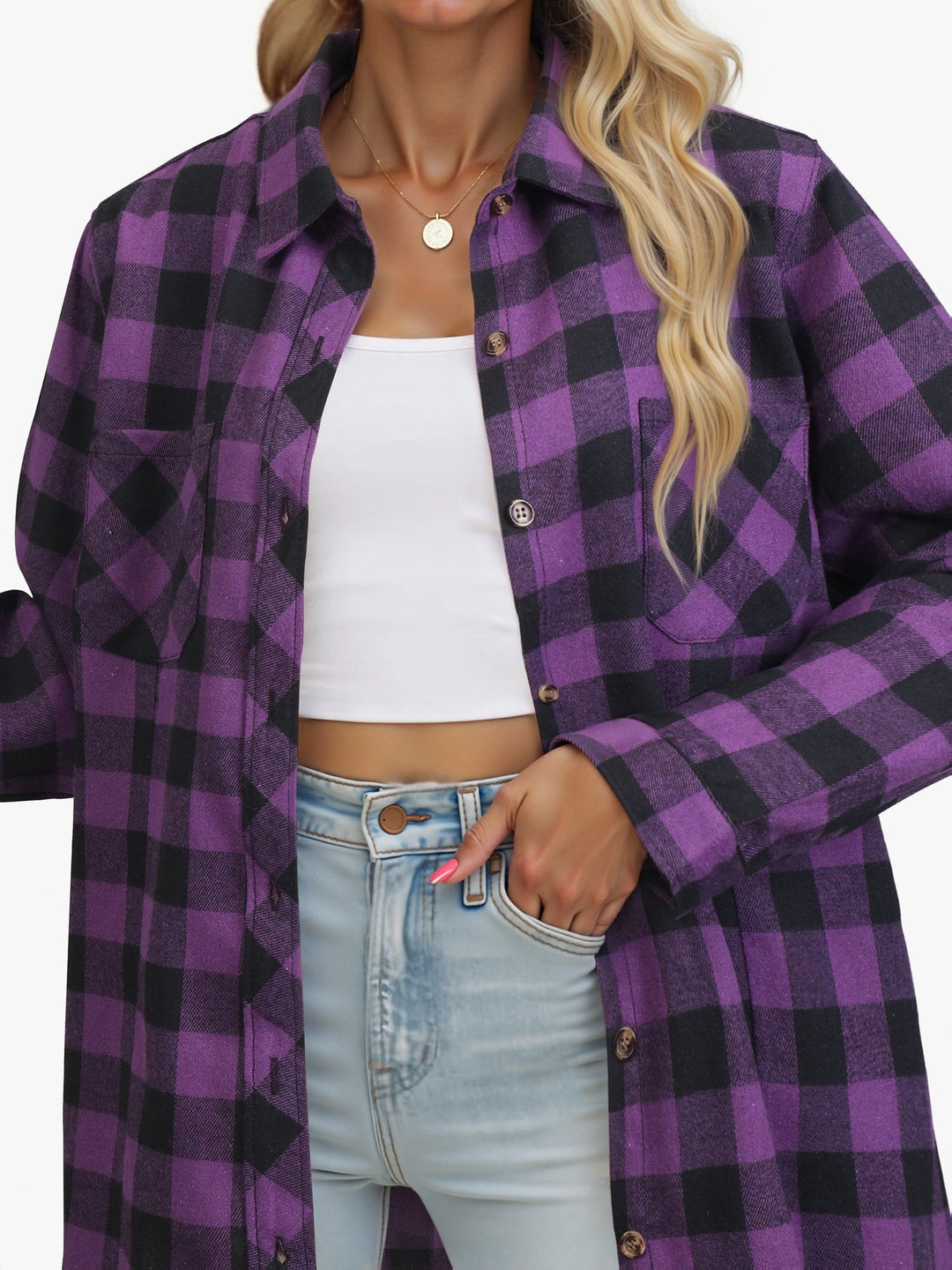 Solange — Chemise à Carreaux Femme Flanelle Coupe Ample, Nelly Boutique — image 14