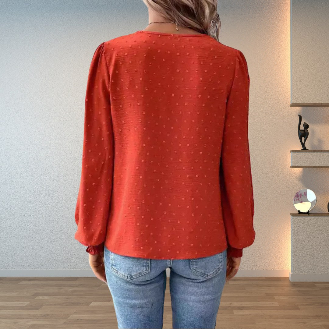 Soline — Top Dentelle Femme Col V Manches Bouffantes, Nelly Boutique — image 2