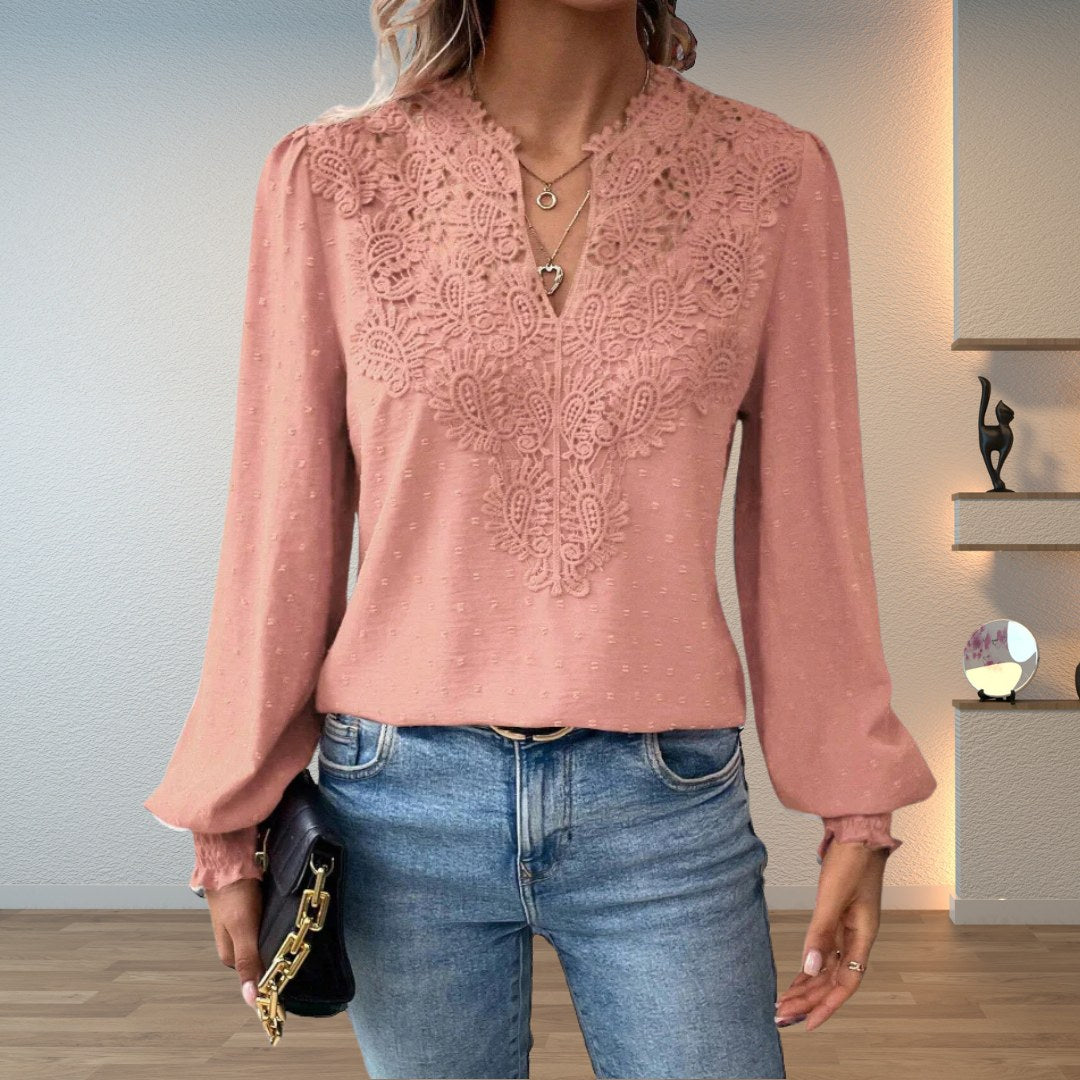 Soline — Top Dentelle Femme Col V Manches Bouffantes, Nelly Boutique — image 7