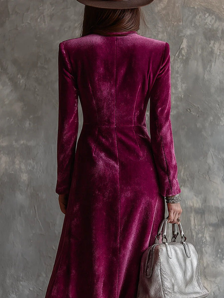 Tiphaine — Robe Blazer Femme Velours Longue Boutons Dorés, Nelly Boutique — image 3