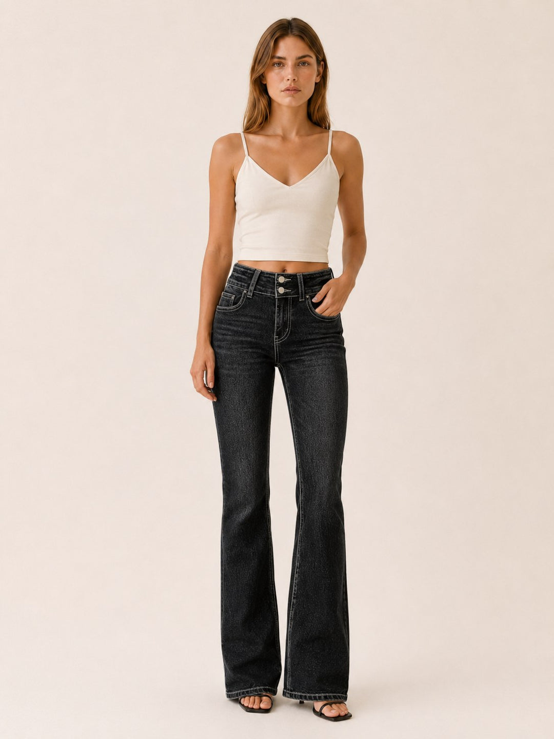 Valérie — Jean Bootcut Femme Taille Haute Double Bouton, Nelly Boutique — image 1