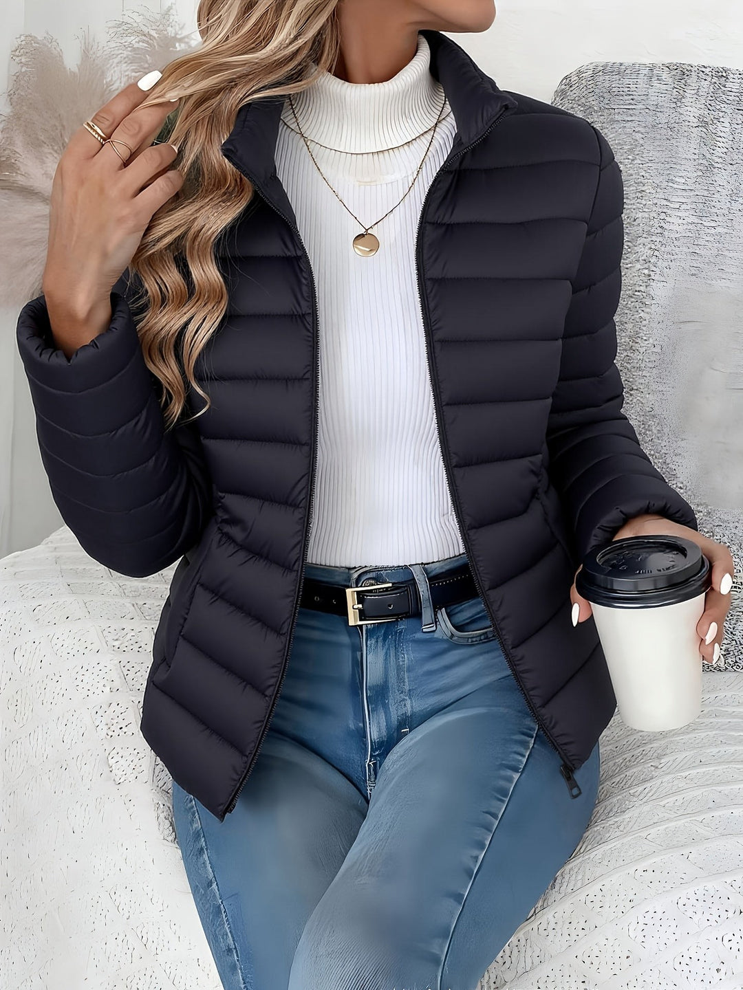 Véronique — Doudoune Femme Légère Col Montant Zippé, Nelly Boutique — image 8