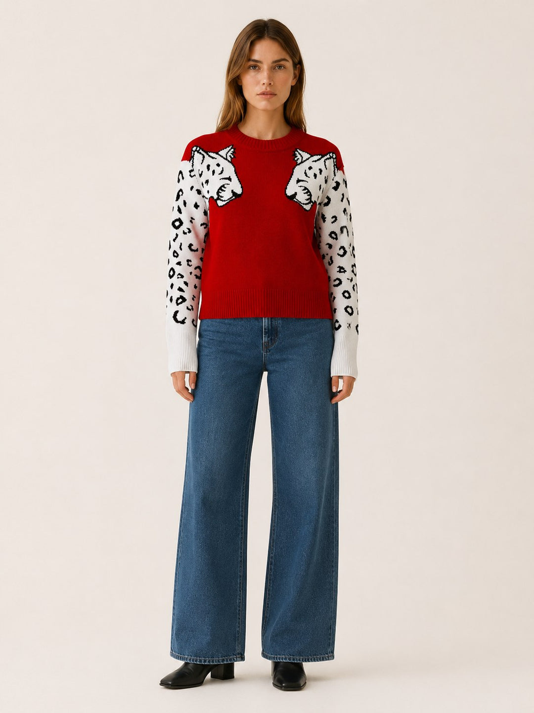 Zoé — Pull Jacquard Femme Motif Léopard Col Rond, Nelly Boutique — image 1
