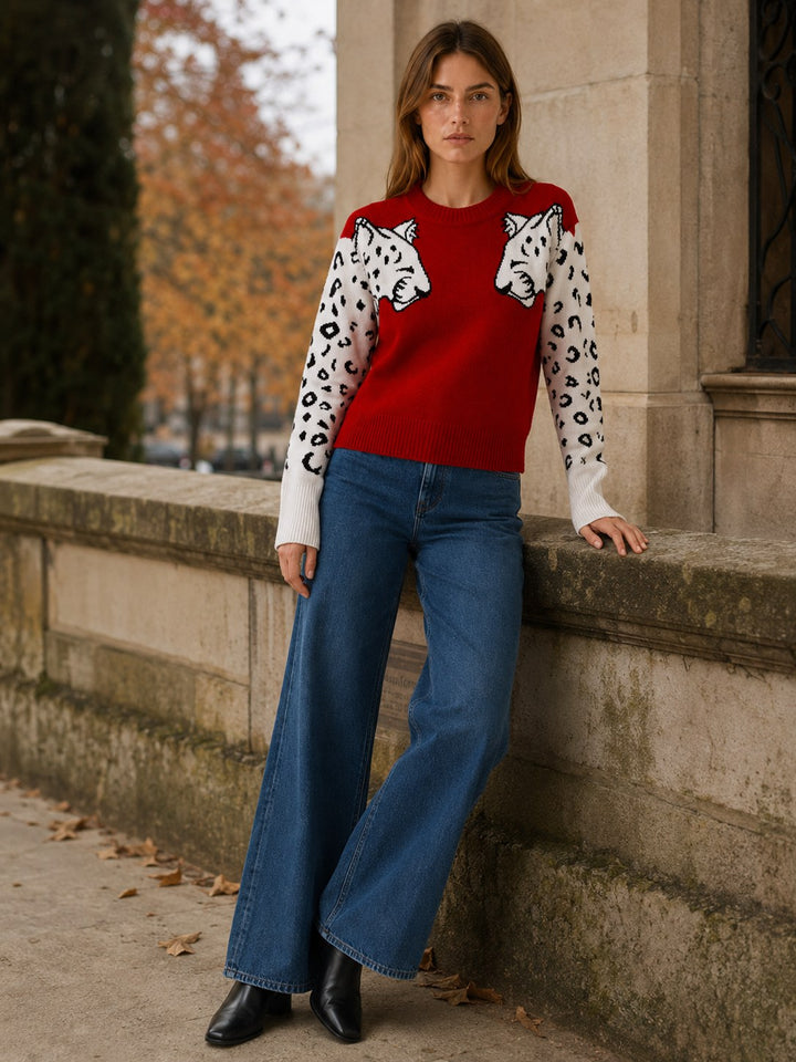 Zoé — Pull Jacquard Femme Motif Léopard Col Rond, Nelly Boutique — image 5