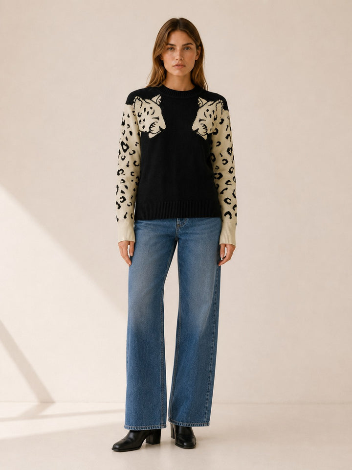 Zoé — Pull Jacquard Femme Motif Léopard Col Rond, Nelly Boutique — image 7