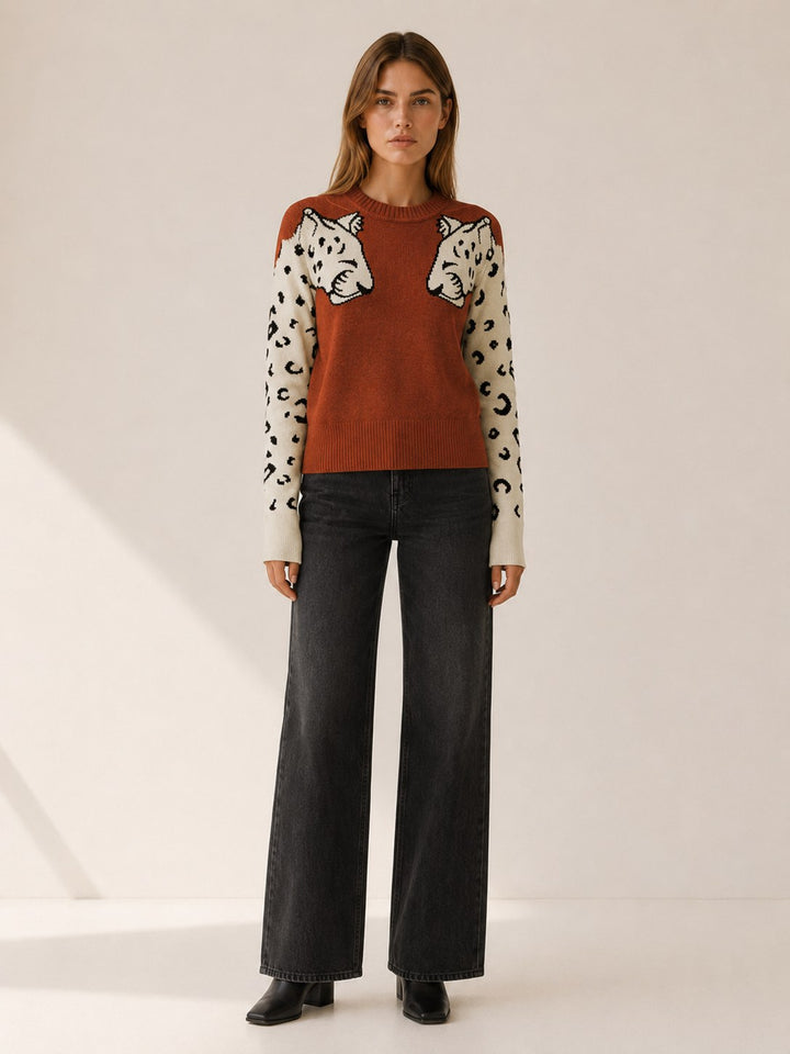 Zoé — Pull Jacquard Femme Motif Léopard Col Rond, Nelly Boutique — image 8